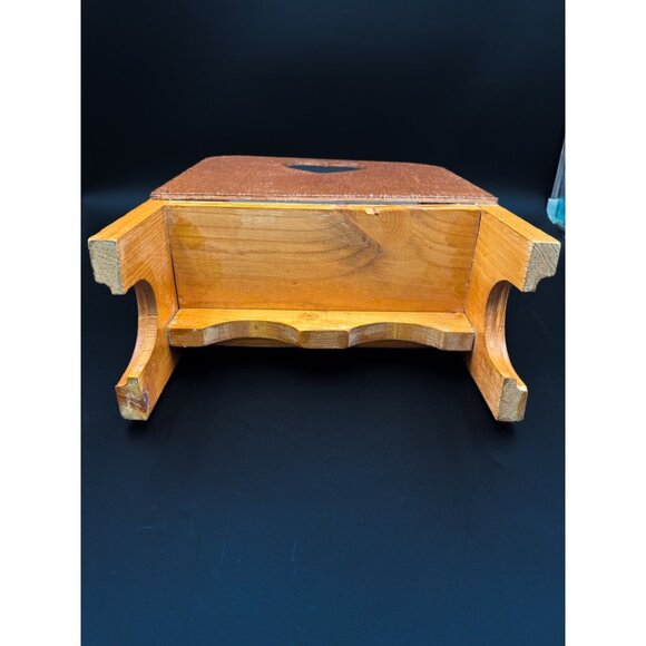 Vintage Handmade Wooden Teddy Bear Doll Bench Heart Cutouts Country Primitive - Picture 8 of 8